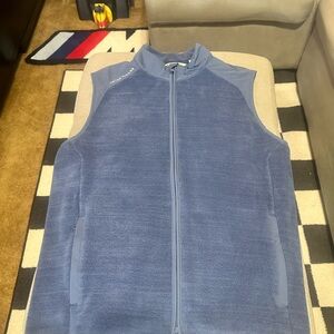 Peter Millar Men's M Crown Sport Fleece Fade Vest Full-Zip Blue
